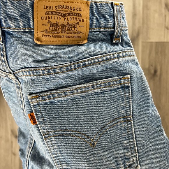 Levi's Orange Tab Size 30 Bottom Cut Off Blue Denim Jeans - Picture 2 of 9